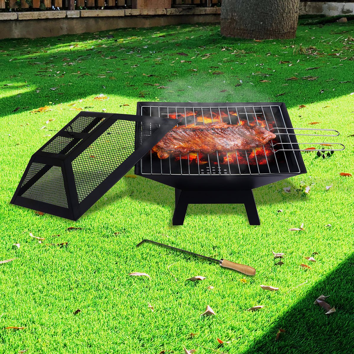 Wallaroo Portable Outdoor Fire Pit for BBQ, Grilling, Cooking, Camping - Outdoorium