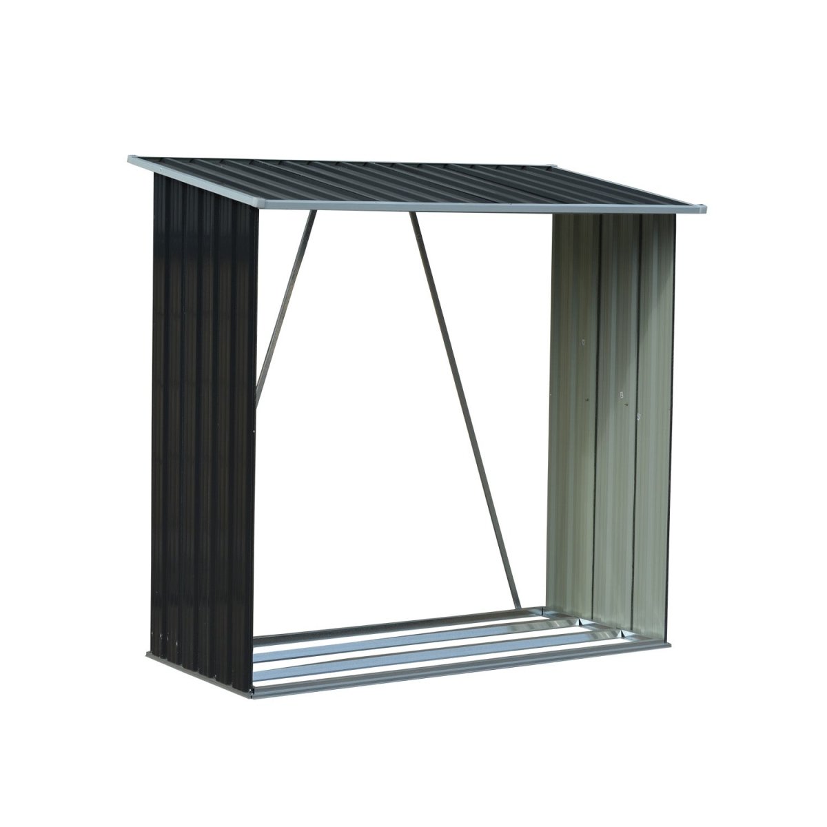 Wallaroo Wood Storage Shed Galvanized Steel - Black - Outdoorium