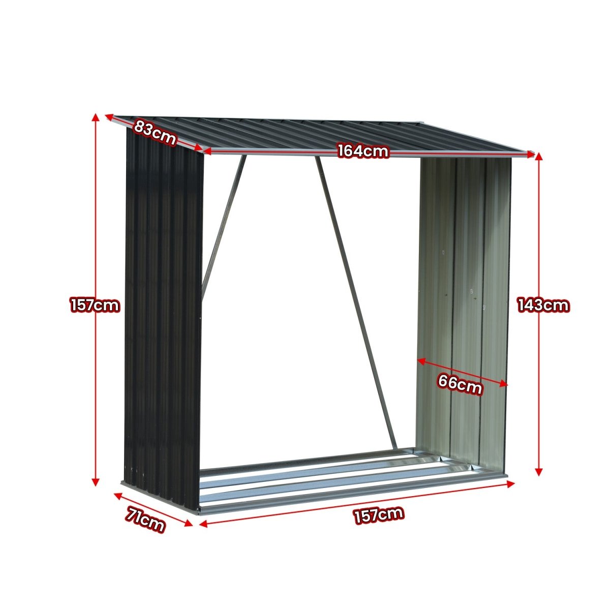 Wallaroo Wood Storage Shed Galvanized Steel - Black - Outdoorium