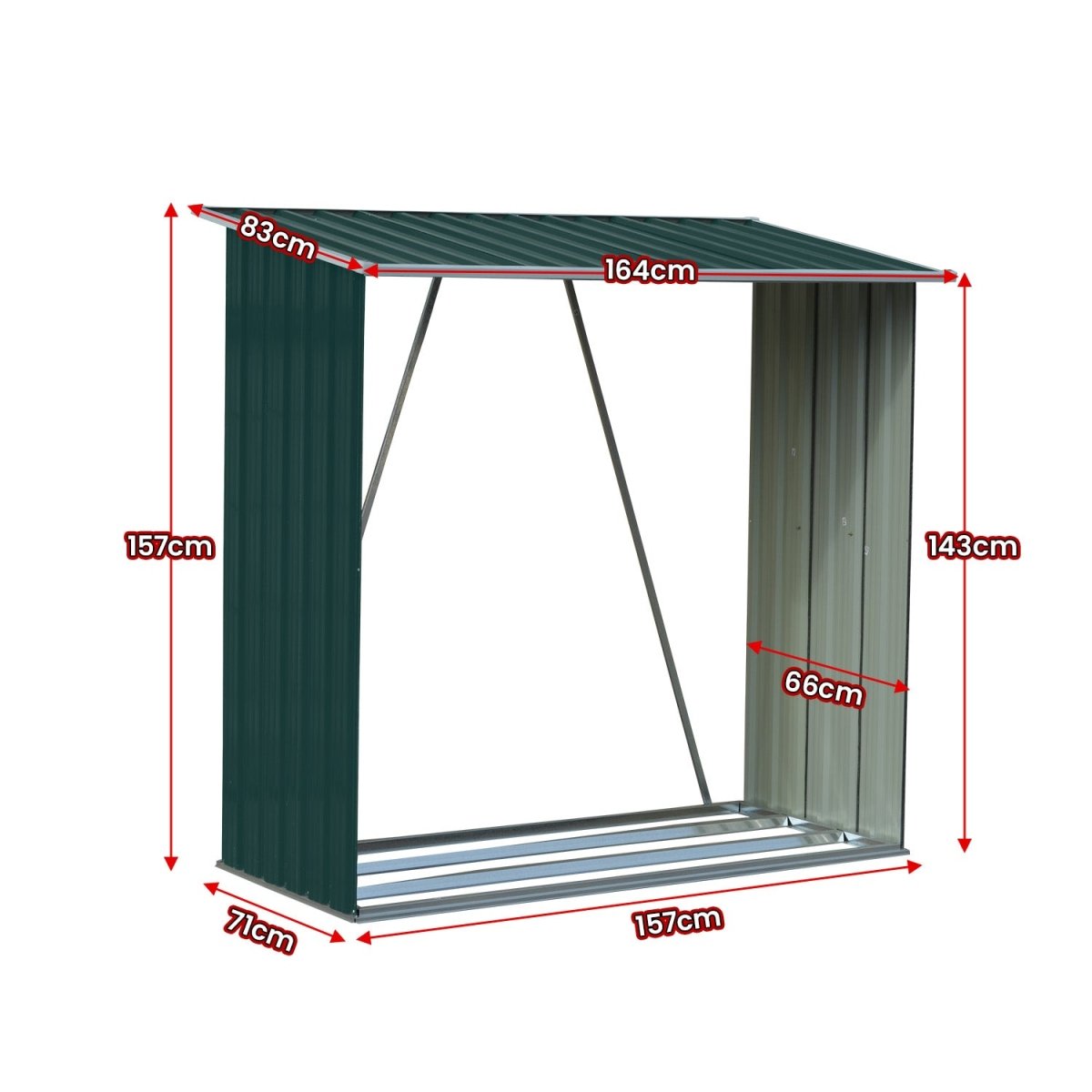 Wallaroo Wood Storage Shed Galvanized Steel - Green - Outdoorium