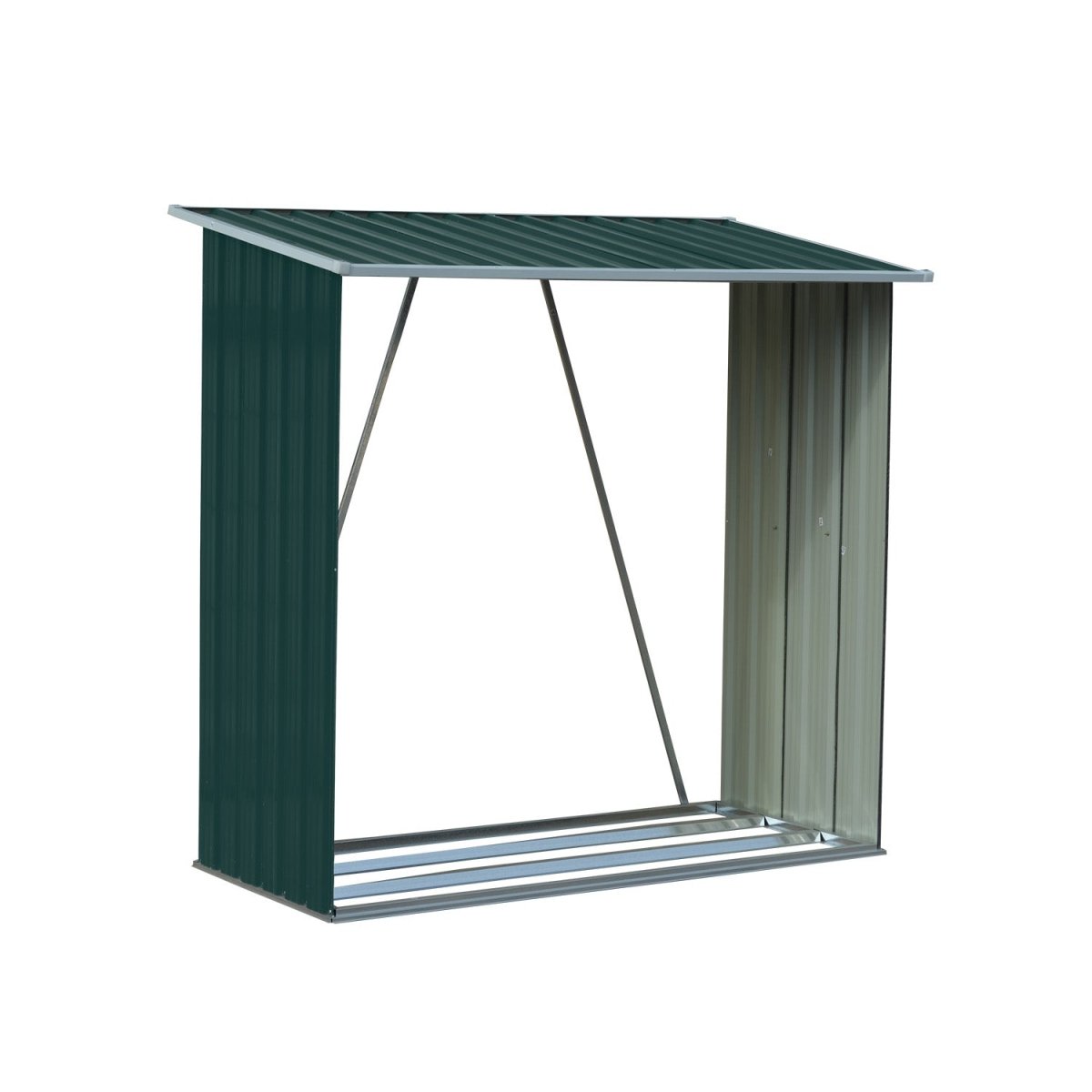 Wallaroo Wood Storage Shed Galvanized Steel - Green - Outdoorium