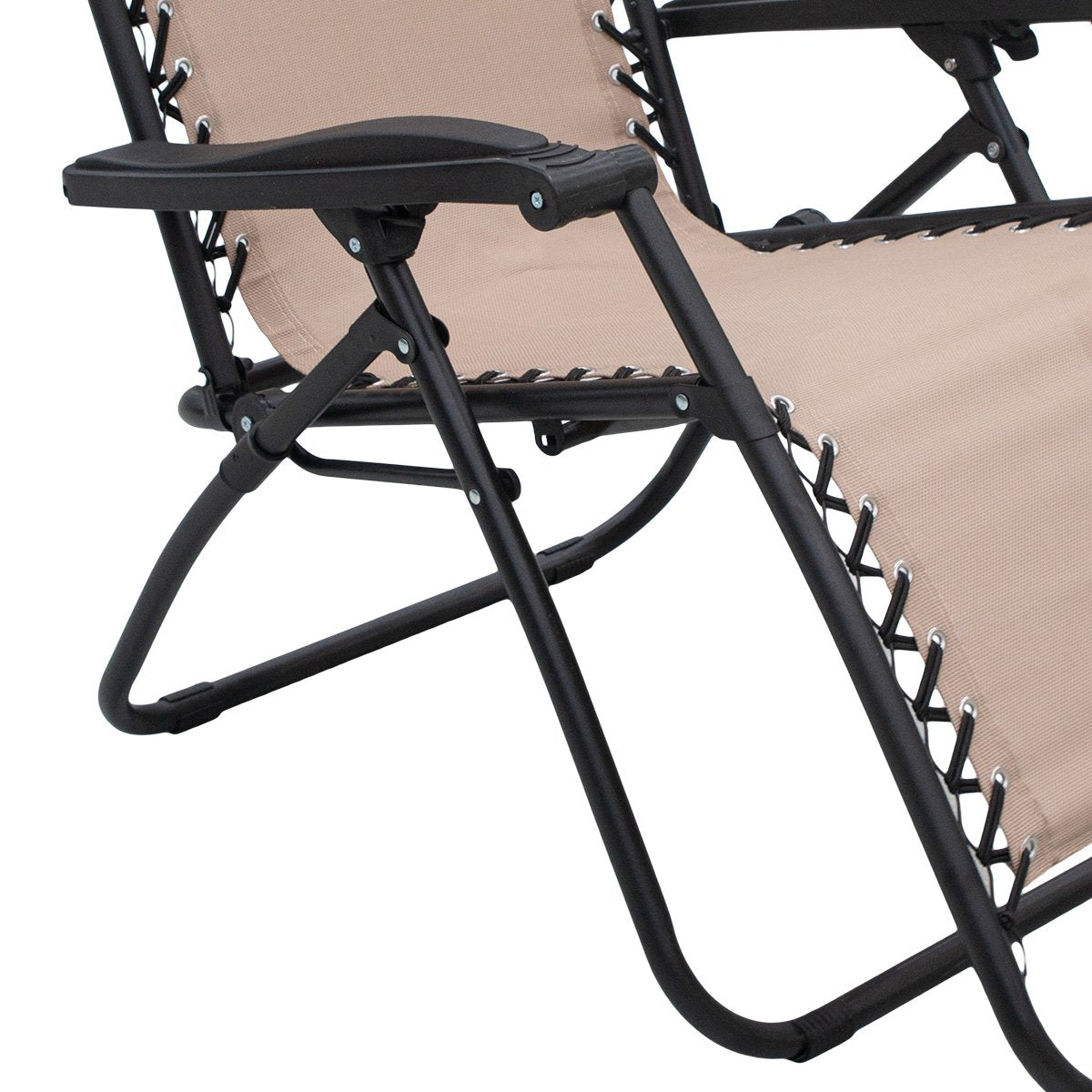 Wallaroo Zero Gravity Reclining Deck Lounge Sun Beach Chair Outdoor Folding Camping - Beige - Outdoorium