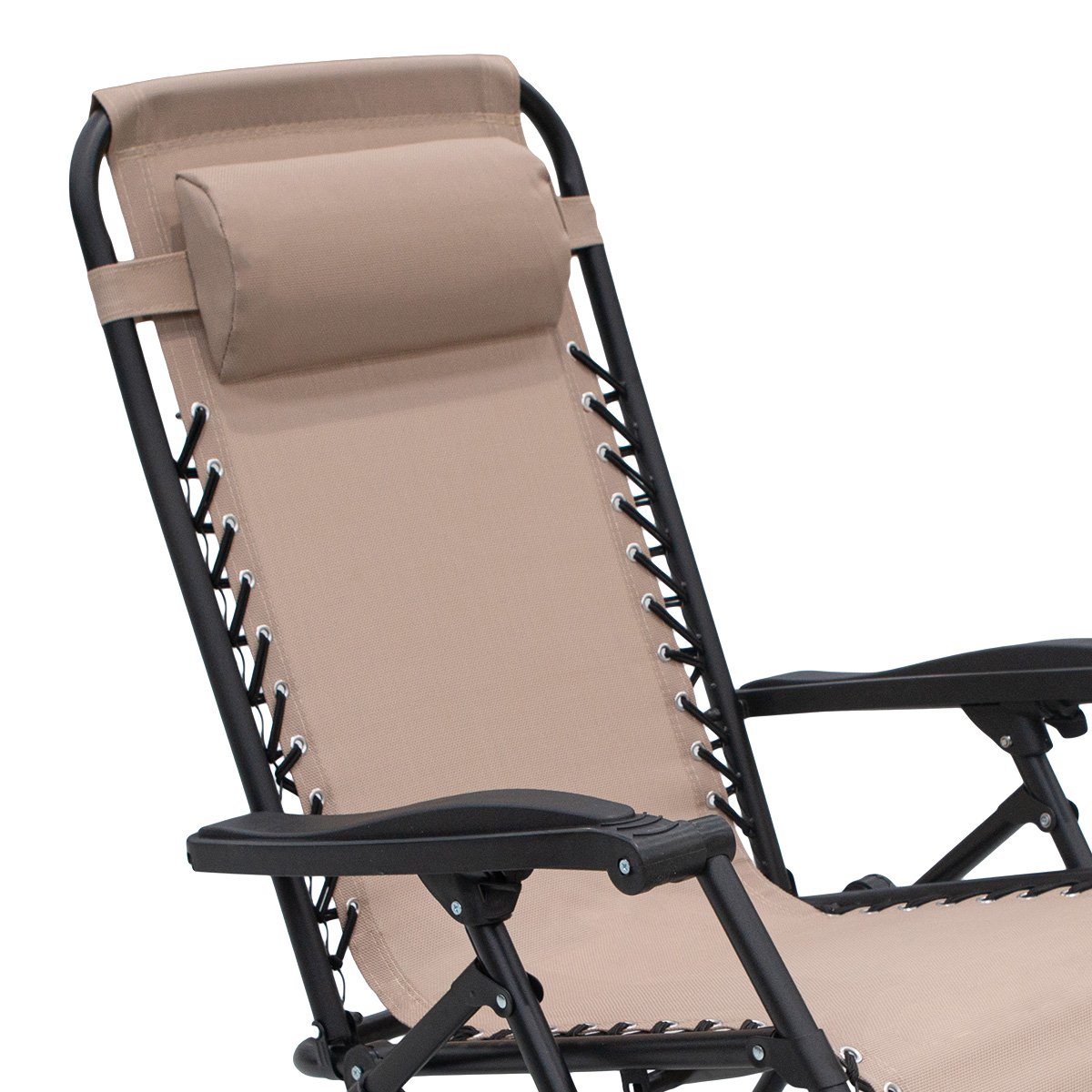 Wallaroo Zero Gravity Reclining Deck Lounge Sun Beach Chair Outdoor Folding Camping - Beige - Outdoorium