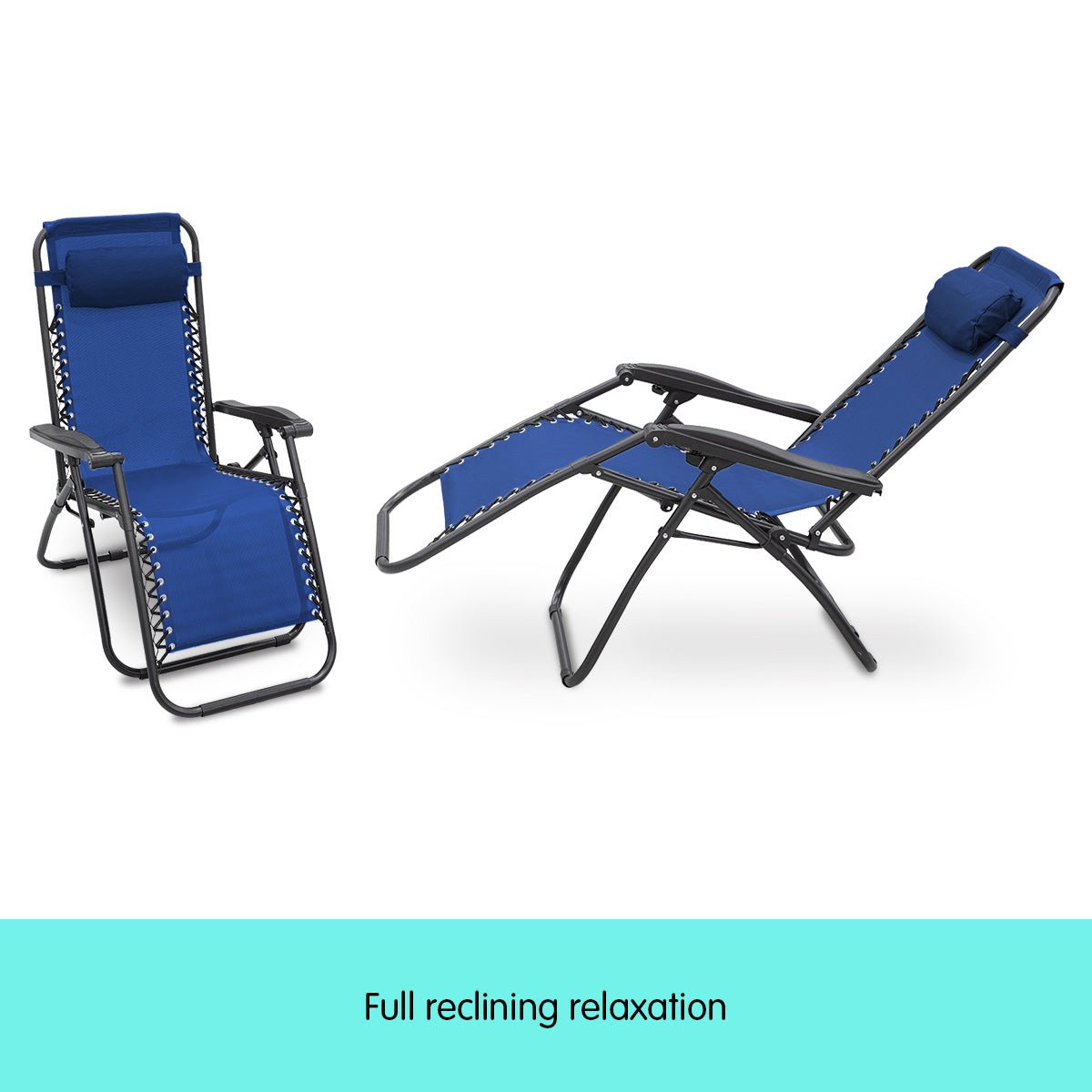 Wallaroo Zero Gravity Reclining Deck Lounge Sun Beach Chair Outdoor Folding Camping - Grey - Outdoorium