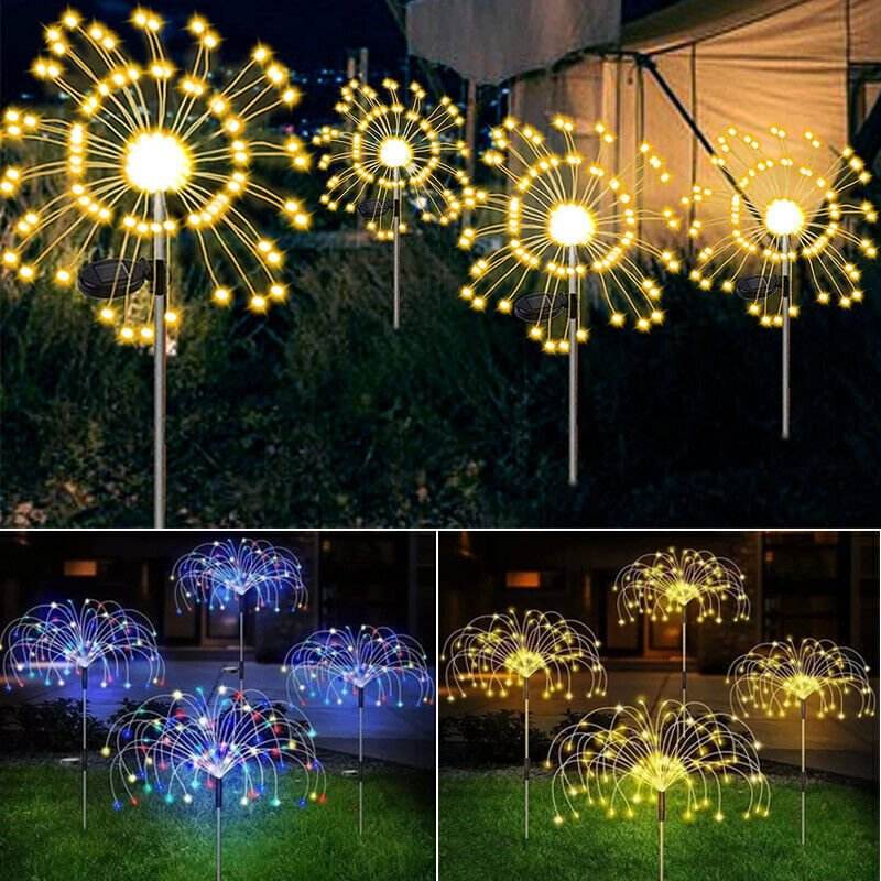 Warm White Fireworks 120 LED Fairy String Lights Starburst Solar Xmas Garden Night Lamp Hot NEW | Outdoorium