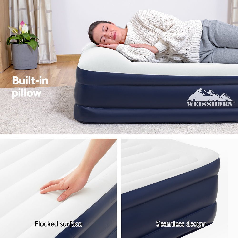 Weisshorn Air Mattress Single Inflatable Bed 46cm Air bed Grey - Outdoorium