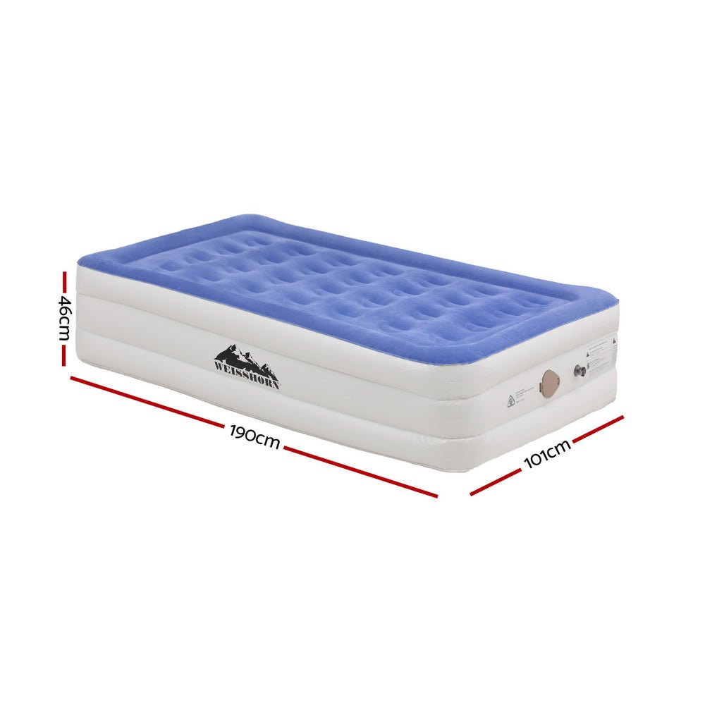 Weisshorn Air Mattress Single Inflatable Bed 46cm Cube Airbed - Outdoorium