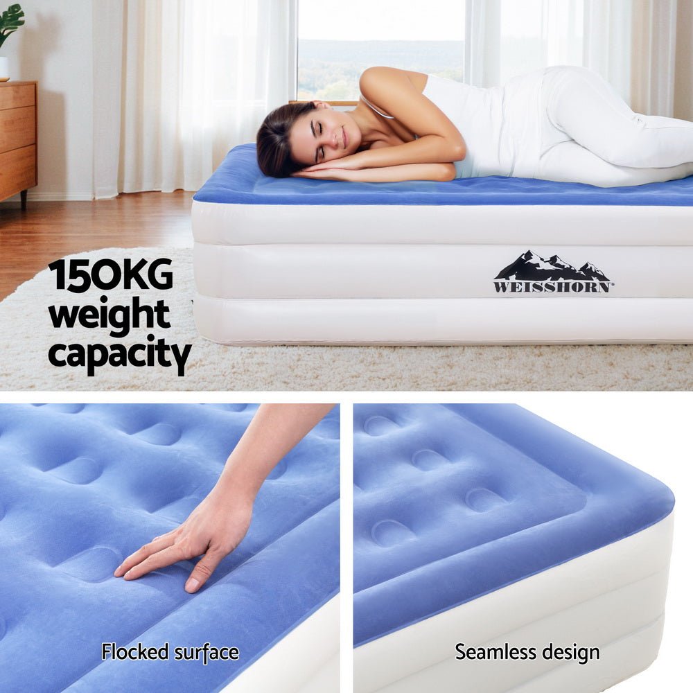 Weisshorn Air Mattress Single Inflatable Bed 46cm Cube Airbed - Outdoorium