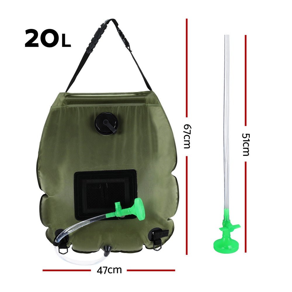 Weisshorn Camping Shower Bag 20L Set of 2 Portable Green Black - Outdoorium