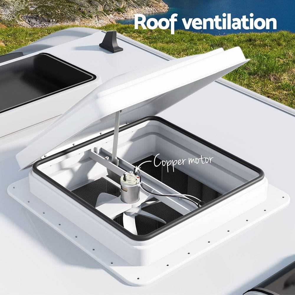 Weisshorn Caravan Roof Vent Fan Air Exhaust Hatch 12V RV Motorhome Camper White - Outdoorium