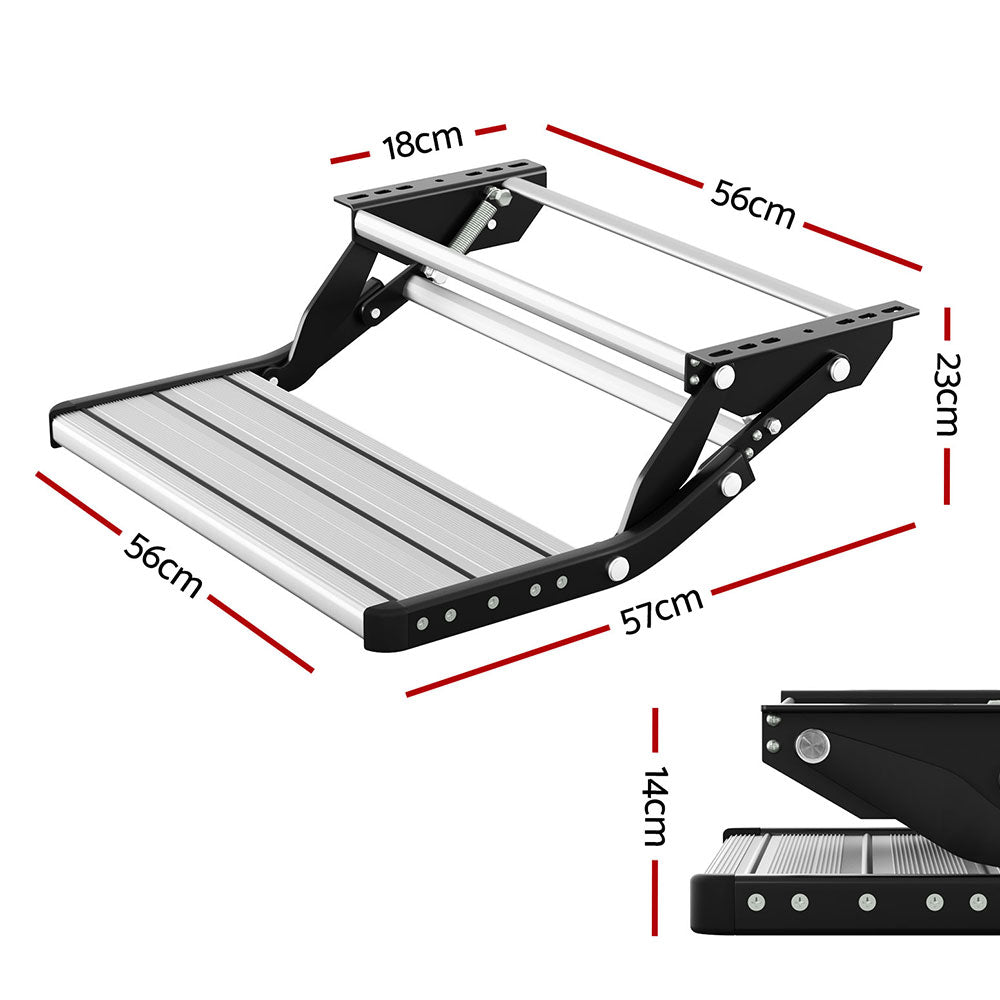 Weisshorn Caravan Step Pull Out Step Single Aluminium 200KG - Outdoorium