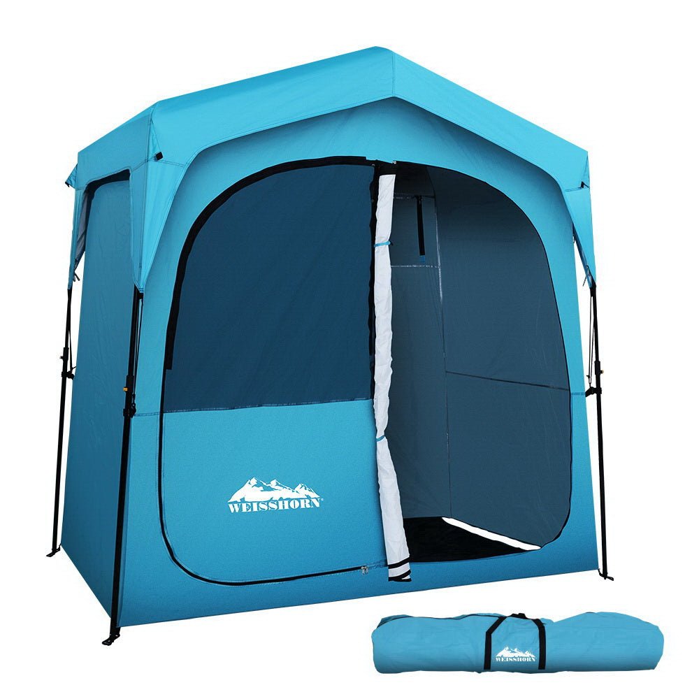 Weisshorn Double Camping Shower Toilet Tent Outdoor Fast Set Up Change Room - Outdoorium