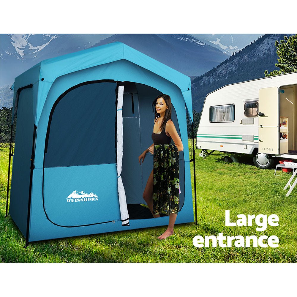 Weisshorn Double Camping Shower Toilet Tent Outdoor Fast Set Up Change Room - Outdoorium