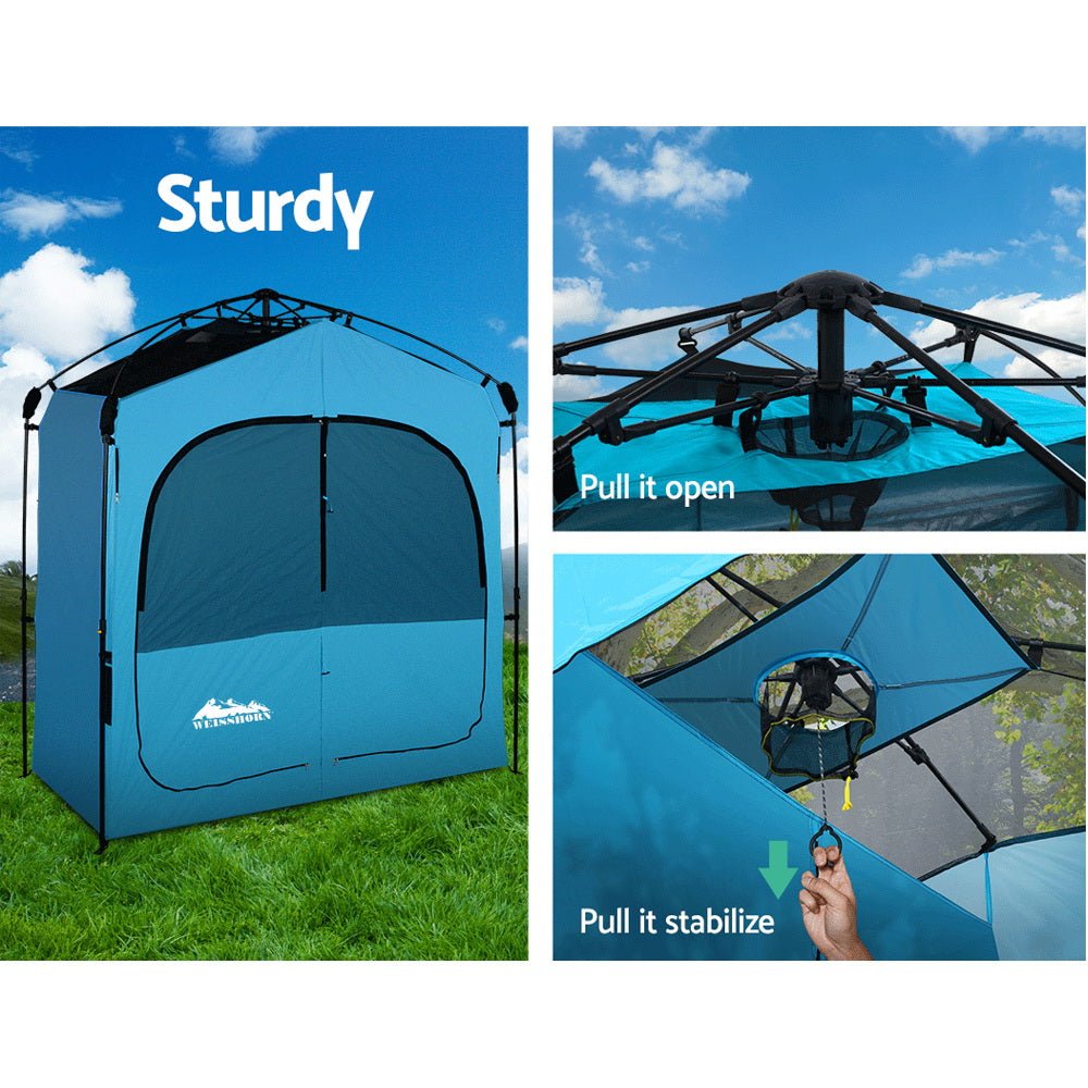 Weisshorn Double Camping Shower Toilet Tent Outdoor Fast Set Up Change Room - Outdoorium