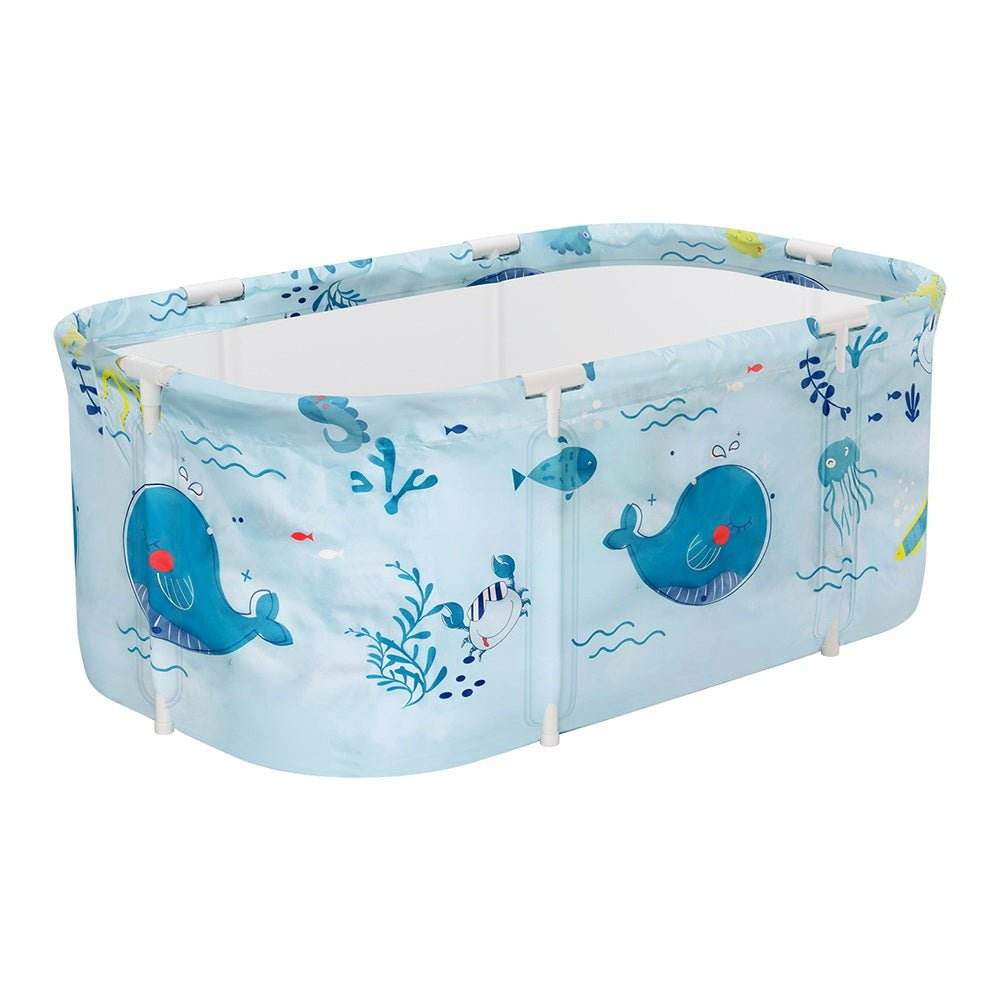 Weisshorn Foldable Bathtub PVC Spa Bucket Inflatable Cushion 114x62cm Blue - Outdoorium