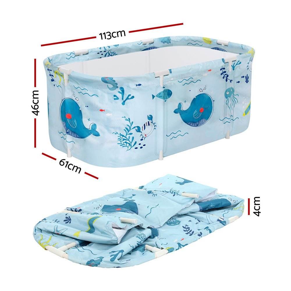 Weisshorn Foldable Bathtub PVC Spa Bucket Inflatable Cushion 114x62cm Blue - Outdoorium