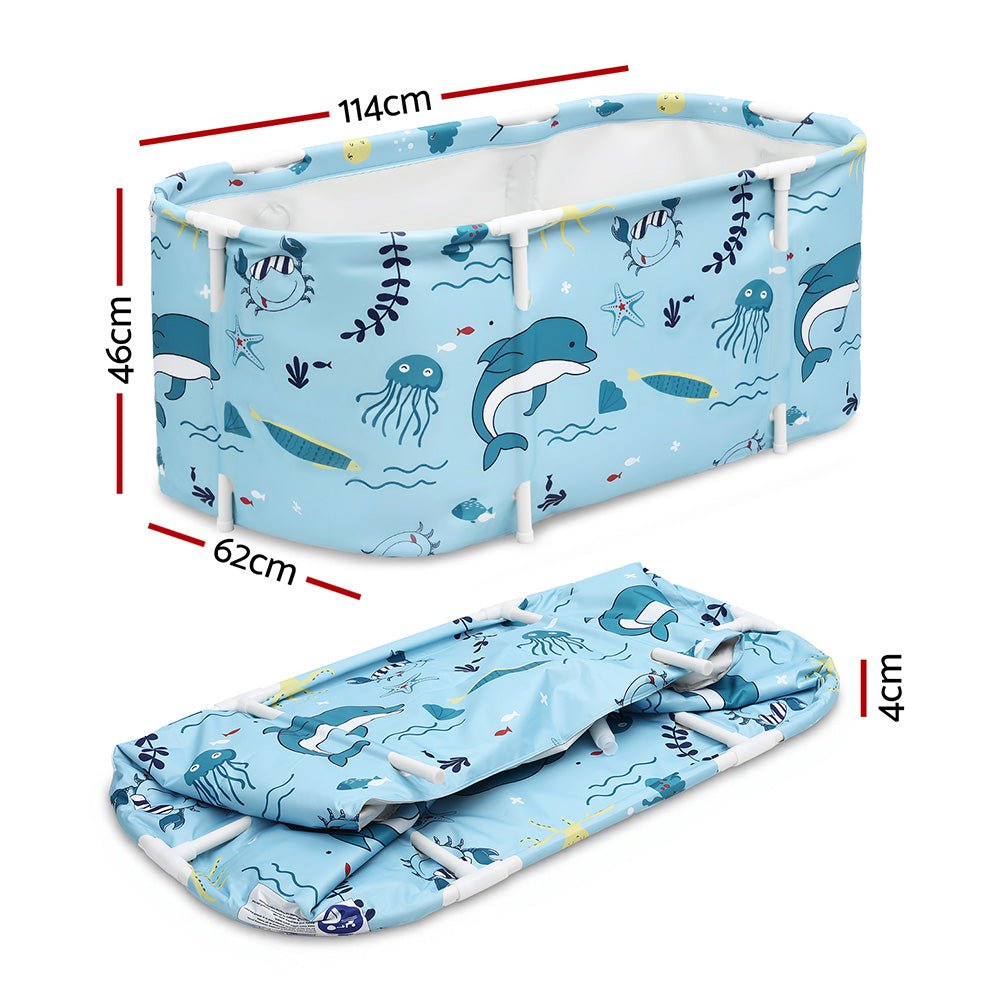 Weisshorn Foldable Bathtub PVC Spa Bucket Inflatable Cushion 114x62cm Blue | Outdoorium