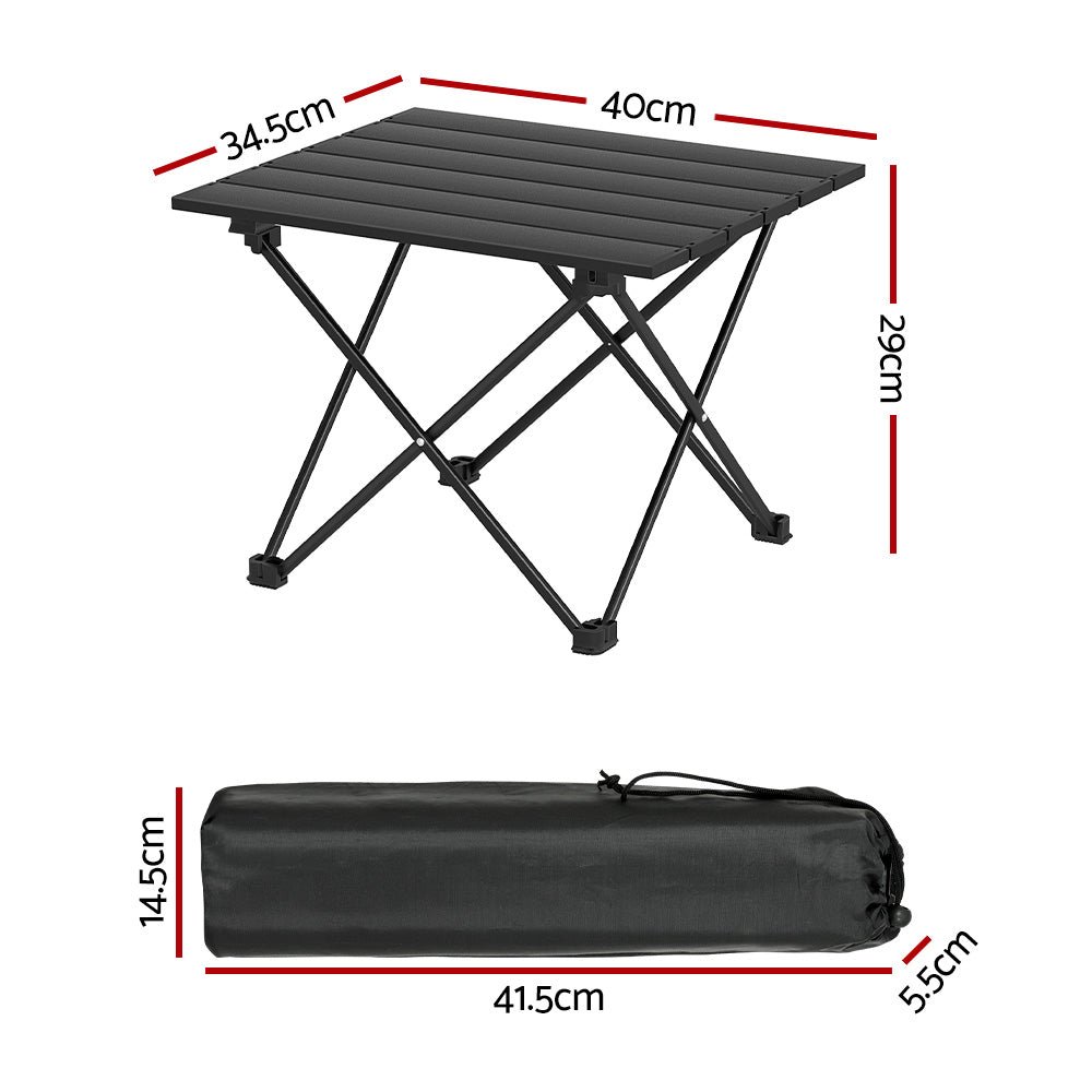 Weisshorn Folding Camping Table 40CM Roll Up Outdoor Picnic BBQ Aluminium Desk - Outdoorium