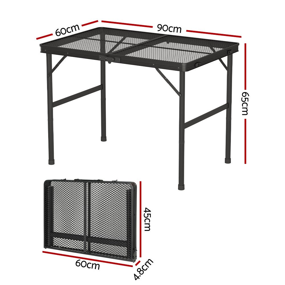 Weisshorn Folding Camping Table 90CM Portable Outdoor Picnic BBQ Aluminium Desk - Outdoorium