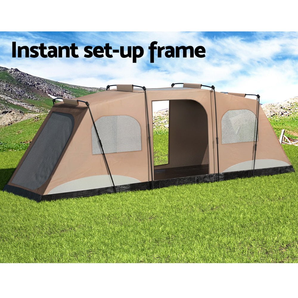 Weisshorn Instant Up Camping Tent 10 Person Outdoor Family Hiking Tents 3 Rooms - Outdoorium