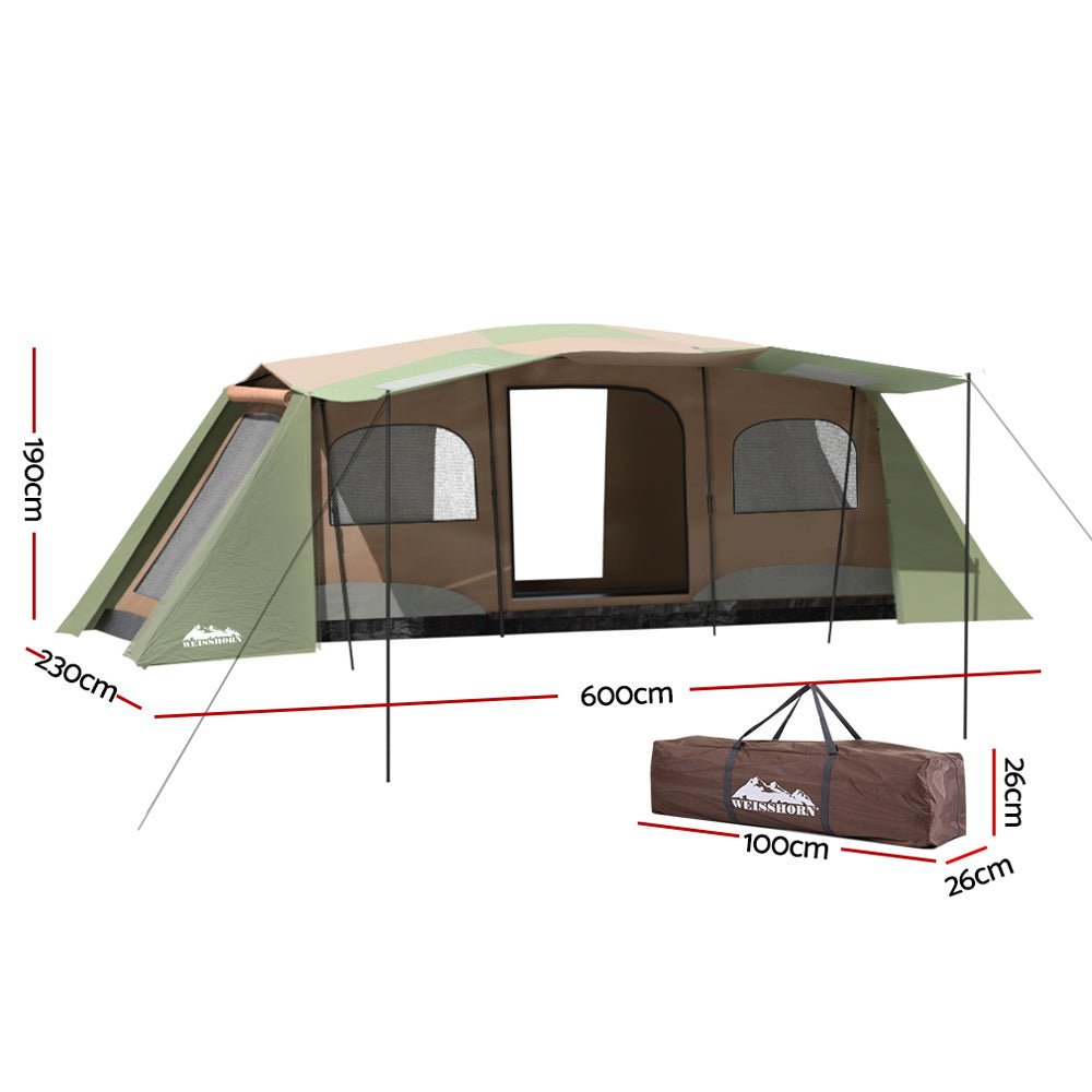 Weisshorn Instant Up Camping Tent 10 Person Outdoor Family Hiking Tents 3 Rooms - Outdoorium