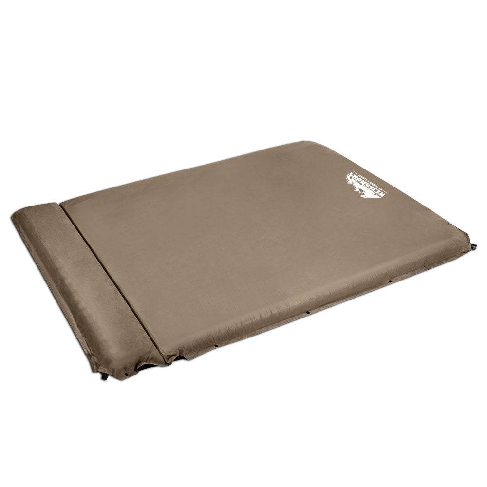 Weisshorn Self Inflating Mattress 10CM Camping Sleeping Mat Air Double Coffee | Outdoorium