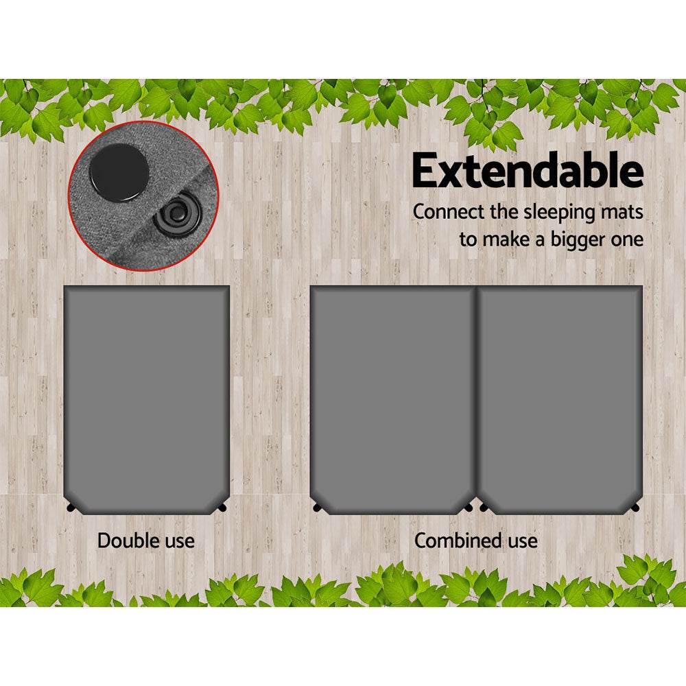 Weisshorn Self Inflating Mattress 10CM Camping Sleeping Mat Air Double Grey | Outdoorium