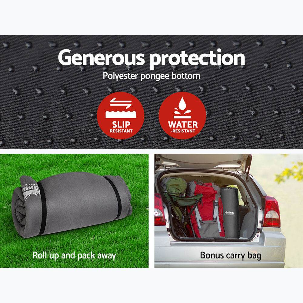 Weisshorn Self Inflating Mattress 10CM Camping Sleeping Mat Air Double Grey | Outdoorium