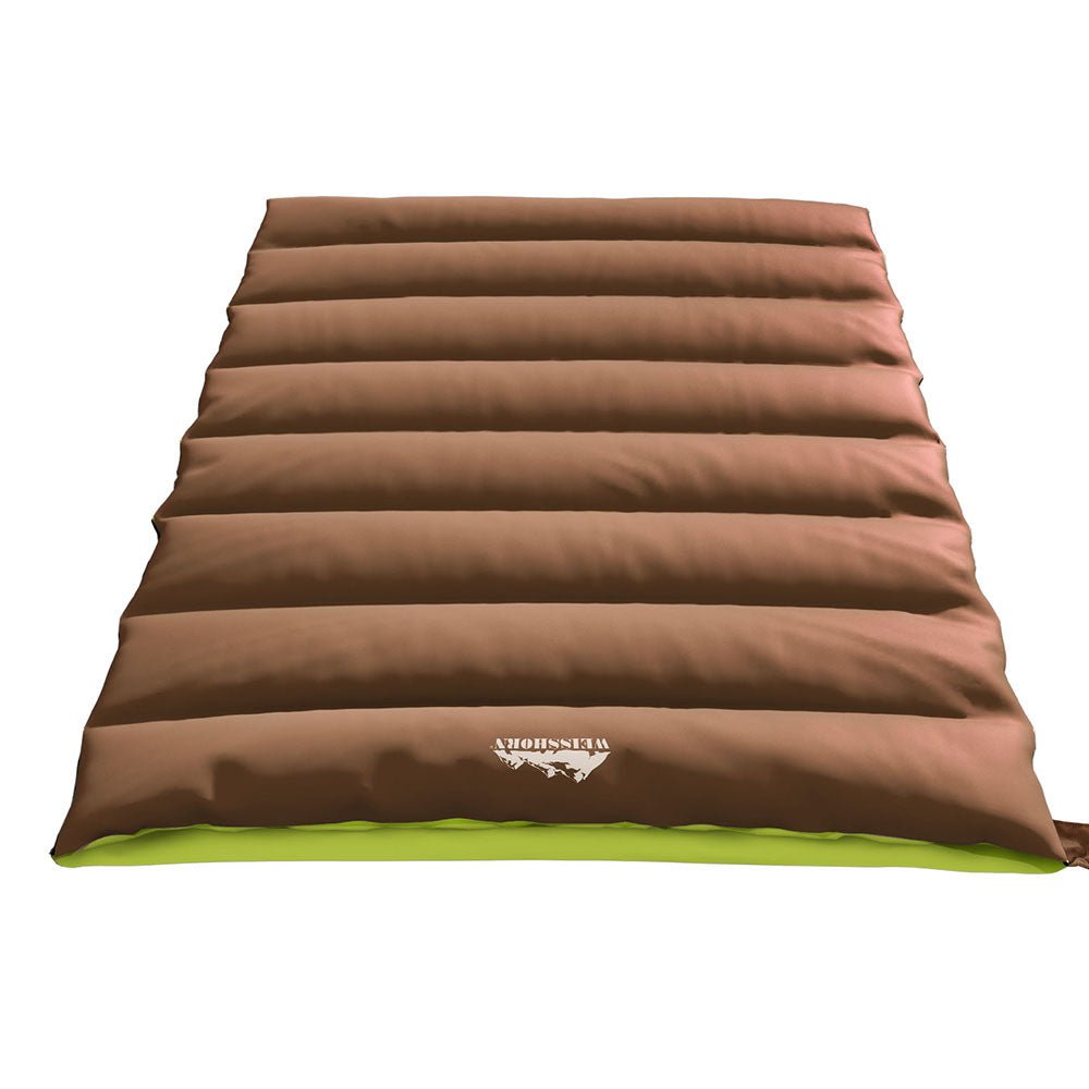 Weisshorn Sleeping Bag Double Bags Thermal Camping Hiking Tent Brown - 5°C - Outdoorium