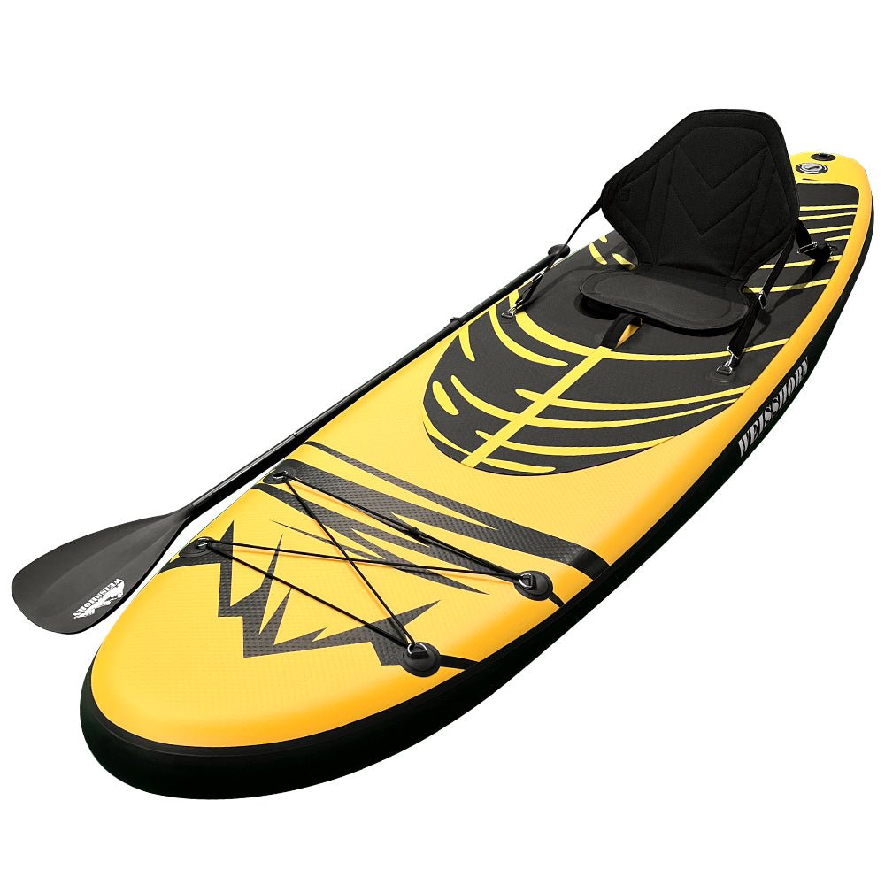 Weisshorn Stand Up Paddle Board 10.6ft Inflatable SUP Surfboard Paddleboard Kayak Surf Yellow - Outdoorium