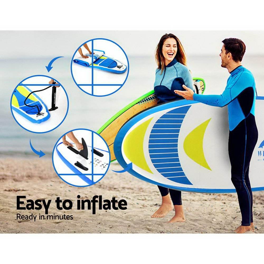 Weisshorn Stand Up Paddle Board 11ft Inflatable SUP Surfboard Paddleboard Kayak Surf Yellow - Outdoorium