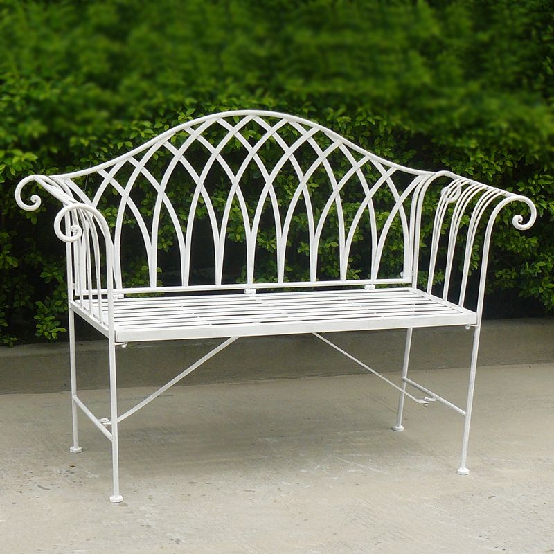 White Lavinia Iron Outdoor Bench | Outdoorium