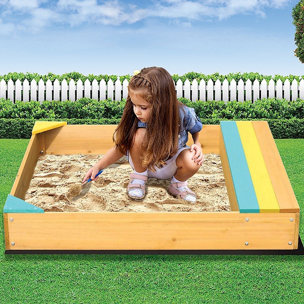 Wooden Kids Backyard Sandbox Children Outdoor Play Toy Sandpit - Outdoorium