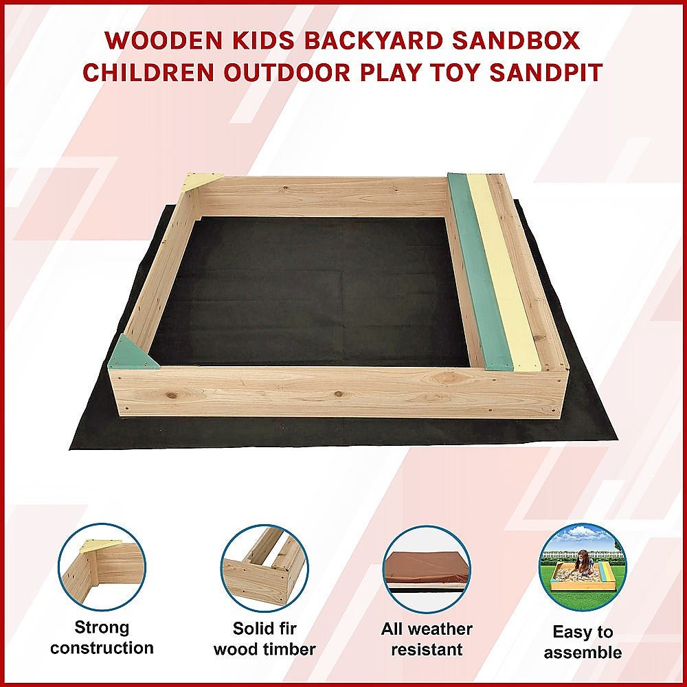 Wooden Kids Backyard Sandbox Children Outdoor Play Toy Sandpit - Outdoorium