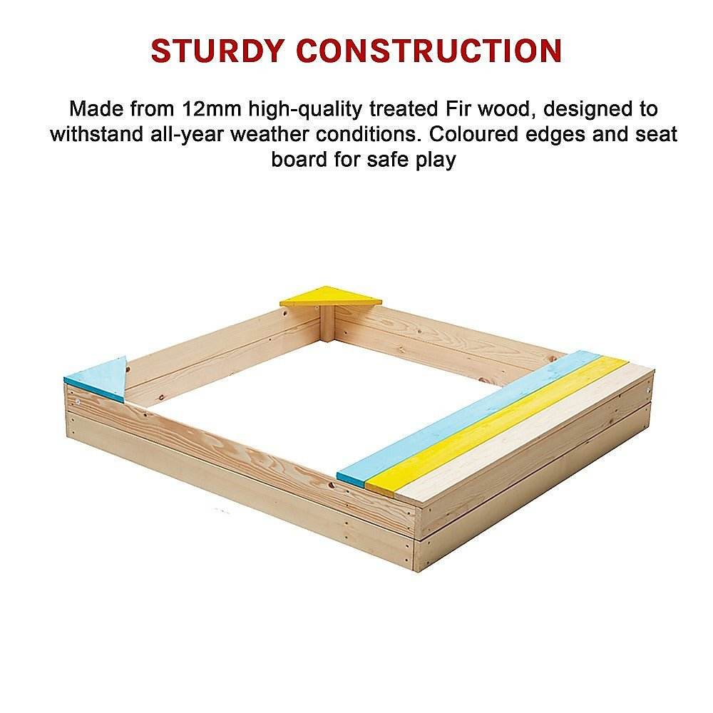 Wooden Kids Backyard Sandbox Children Outdoor Play Toy Sandpit - Outdoorium