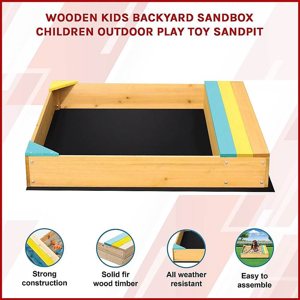 Wooden Kids Backyard Sandbox Children Outdoor Play Toy Sandpit - Outdoorium