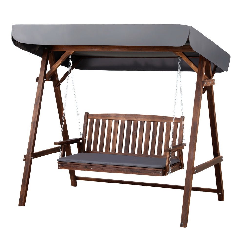 Wooden Swing Chair Garden Bench Canopy 3 Seater Outdoor Furniture | Home & Garden > Hammocks