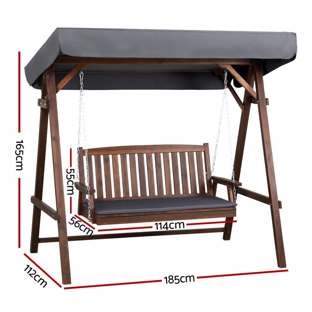 Wooden Swing Chair Garden Bench Canopy 3 Seater Outdoor Furniture | Home & Garden > Hammocks