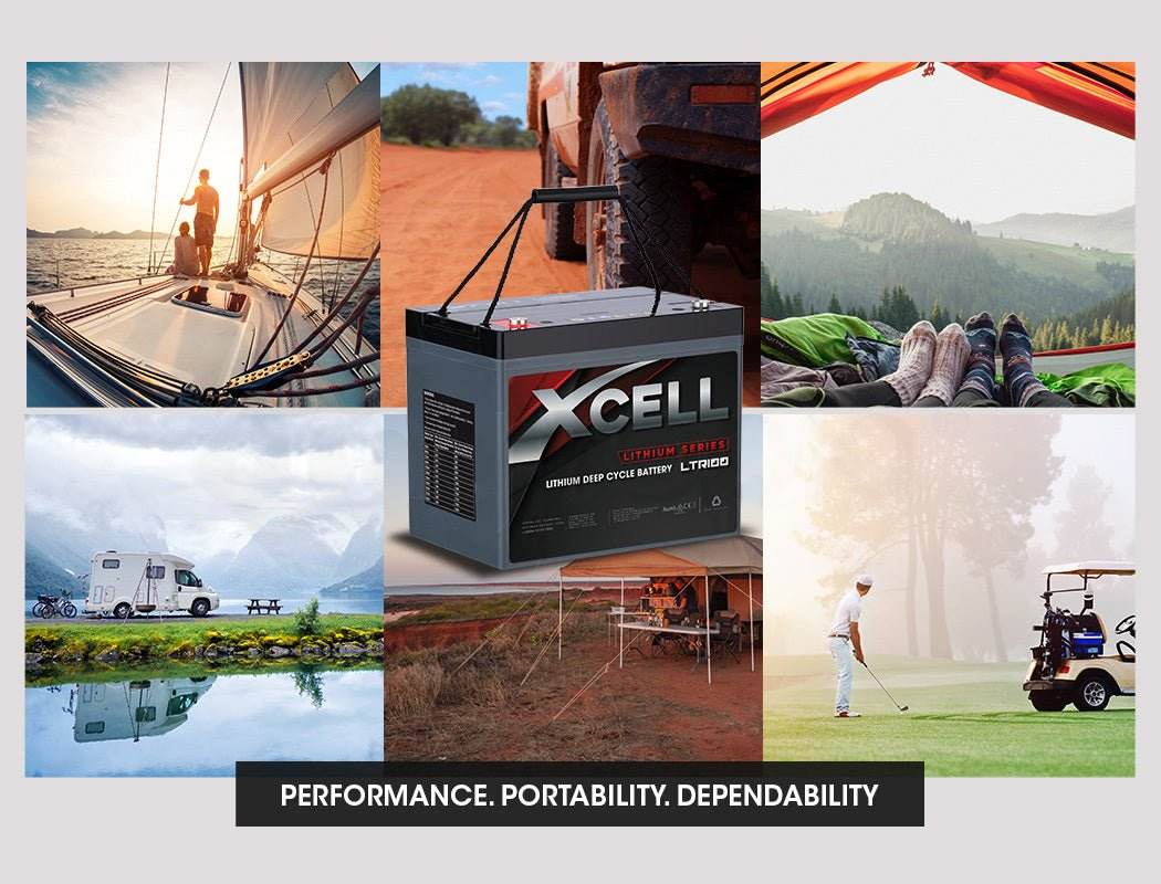 X-CELL 100Ah 12v Lithium Battery LiFePO4 Iron Phosphate Deep Cycle Camping 4WD - Outdoorium