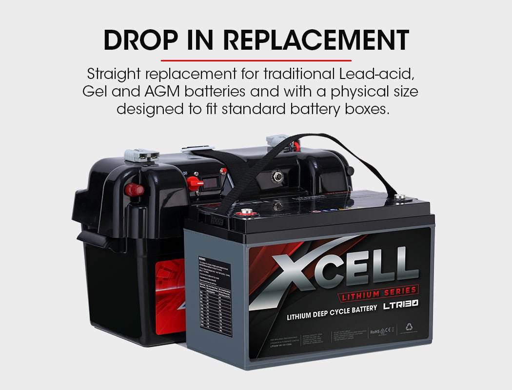 X-CELL 130Ah 12v Lithium Battery LiFePO4 Iron Phosphate Deep Cycle Camping 4WD - Outdoorium