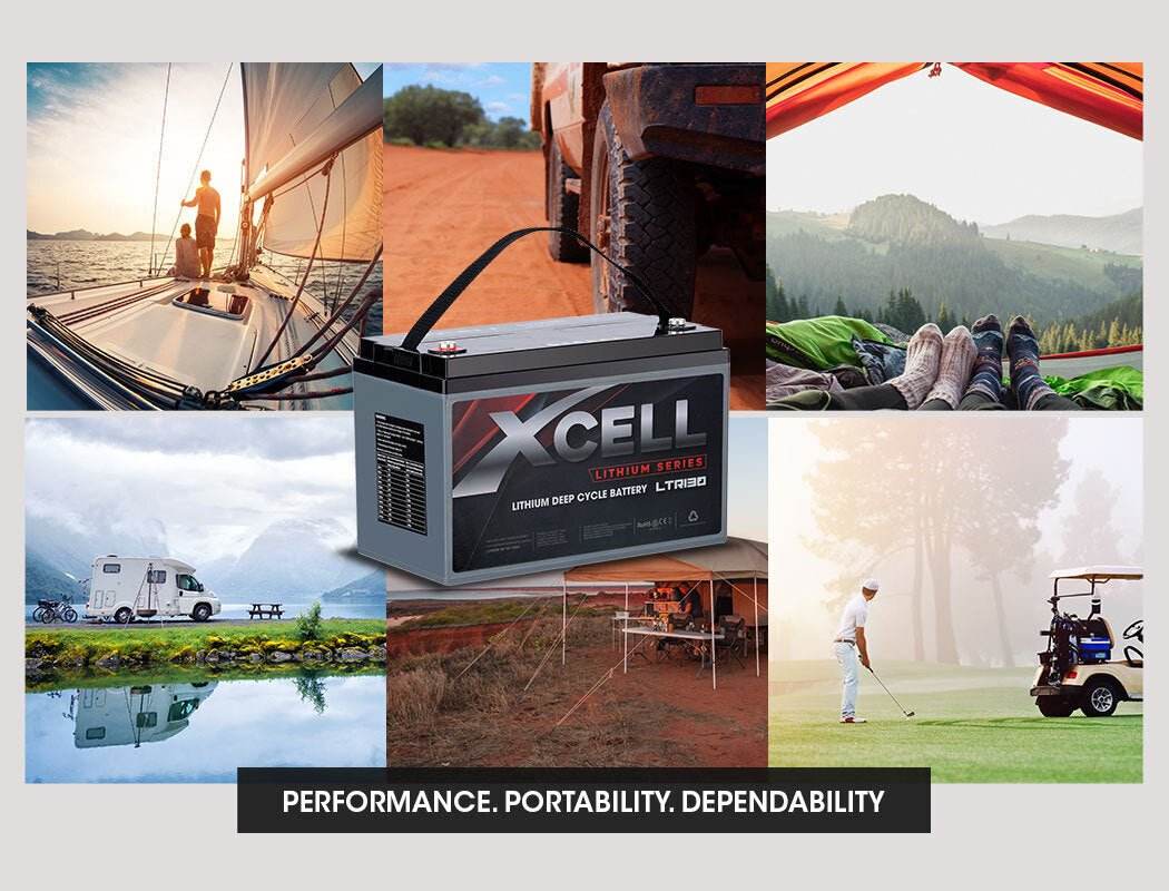 X-CELL 130Ah 12v Lithium Battery LiFePO4 Iron Phosphate Deep Cycle Camping 4WD - Outdoorium