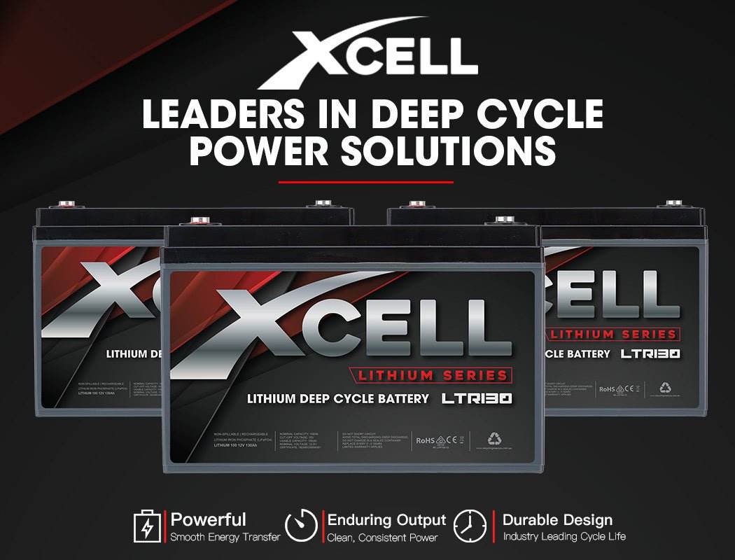 X-CELL 130Ah 12v Lithium Battery LiFePO4 Iron Phosphate Deep Cycle Camping 4WD - Outdoorium