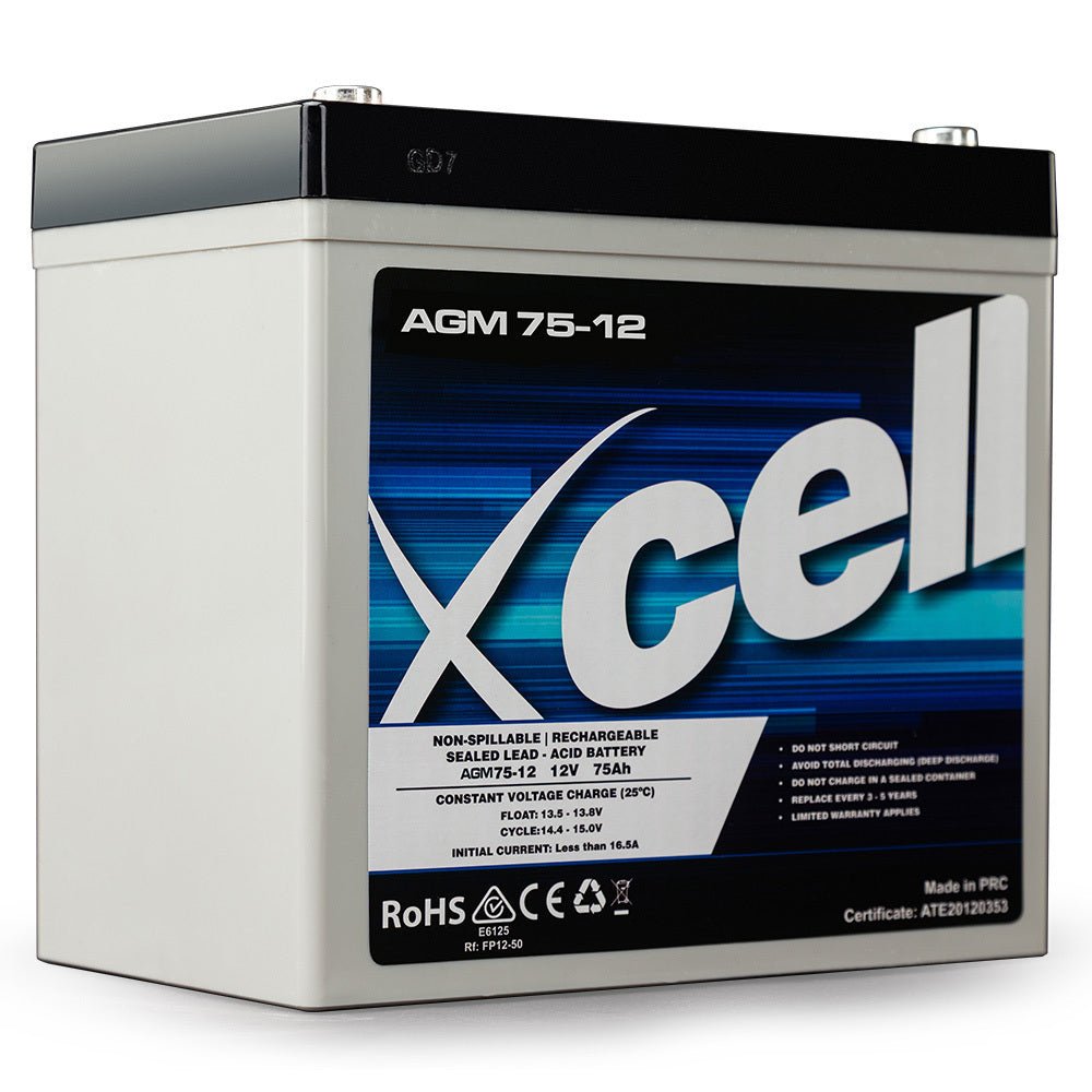 X - CELL AGM Battery 12V 75Ah Portable Sealed SLA Camping Solar Marine - Outdoorium