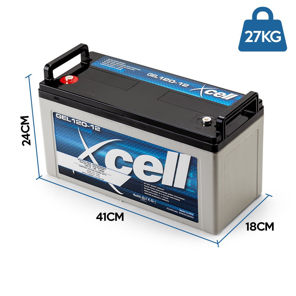 X - CELL GEL Battery 12V 120Ah Portable Sealed SLA Camping Solar Marine - Outdoorium