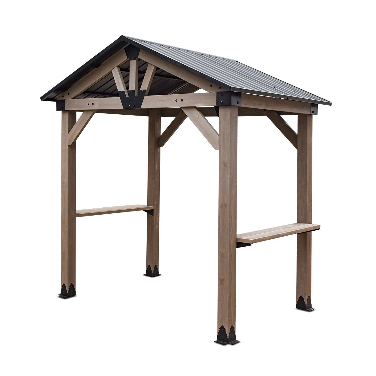 Yardtopia Oslo 2.4m x 1.8m BBQ/Grill Timber & Steel Gable Roof Gazebo | Outdoorium