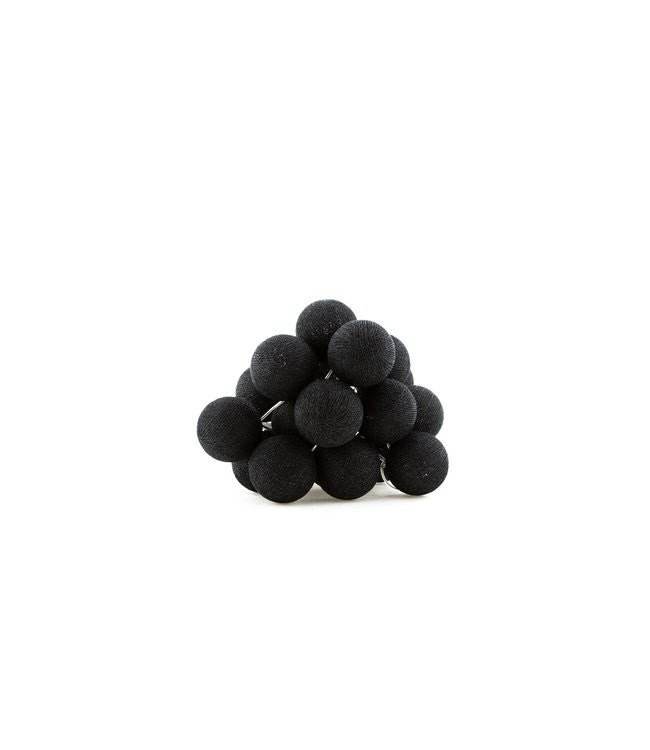 1 Set of 20 LED Black 5cm Cotton Ball Battery Powered String Lights Christmas Gift Home Wedding Party Bedroom Decoration Outdoor Indoor Table Centrepiece - Outdoorium