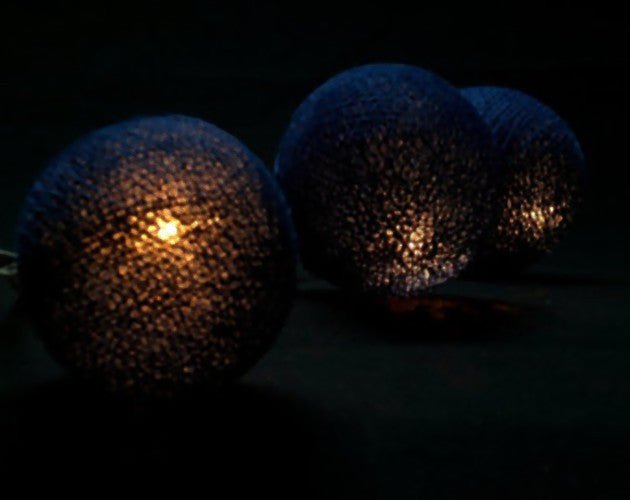 Set of 20 LED Black Cotton Ball String Lights - Perfect for Christmas, Wedding, Indoor &amp; Outdoor Decoration. - Outdoorium