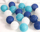 1 Set of 20 LED Blue 5cm Cotton Ball Battery Powered String Lights Christmas Gift Home Wedding Party Boys Bedroom Decoration Indoor Table Centrepiece - Outdoorium