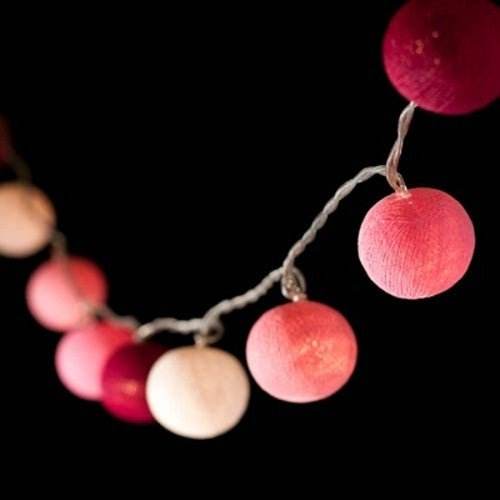 1 Set of 20 LED Pink 5cm Cotton Ball Battery Powered String Lights Christmas Gift Home Wedding Party Girl Bedroom Decoration Outdoor Indoor Table - Outdoorium