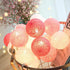 1 Set of 20 LED Pink 5cm Cotton Ball Battery Powered String Lights Christmas Gift Home Wedding Party Girl Bedroom Decoration Outdoor Indoor Table - Outdoorium